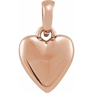 14K Rose Gold 11.75 X 6.79 Mm Polished Puffed Heart Pendant