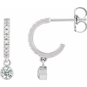 14K White Gold Pair Round Shape 3Mm I1, Gh 1/4 Ctw Natural Diamond French-Set Hoop Earrings, Length: 16.1 Mm, Thickness: 3.5 Mm