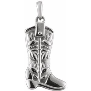 Sterling Silver 22.45 X 10.14 Mm Polished Western Boot Pendant