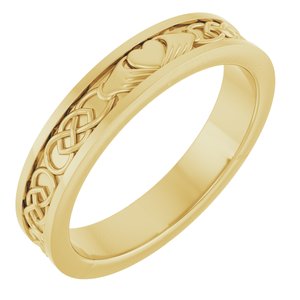 14K Yellow Gold 2.6 Mm Polished Claddagh Band Size 7