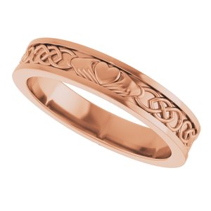 18k Yellow Or White Or Rose Gold Claddagh Flat Band