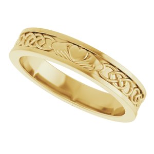 10k Yellow Or White Or Rose Gold Claddagh Flat Band