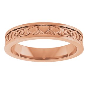14K Rose Gold 2.6 Mm Polished Claddagh Band Size 7