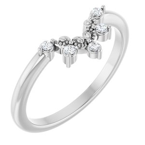 14K White Gold Natural Diamond Round 1.5 Mm Polished .07 Ctw Natural Diamond Accented Contour Band Size 7