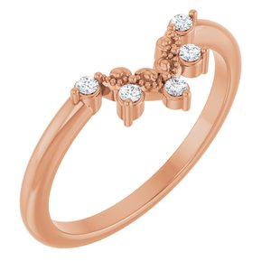 14K Rose Gold Natural Diamond Round 1.5 Mm Polished .07 Ctw Natural Diamond Accented Contour Band Size 7