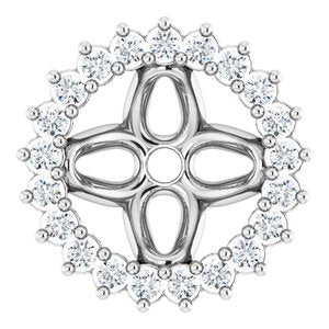 14K White Gold 6.5 Mm Pair Polished 1/6 Ctw Natural Diamond Earring Jackets