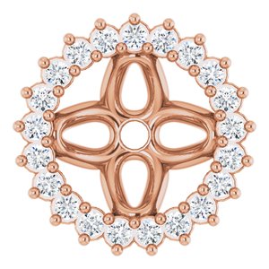 14K Rose Gold 6.5 Mm Pair Polished 1/6 Ctw Natural Diamond Earring Jackets