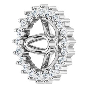 14K White Gold 6.5 Mm Pair Polished 1/6 Ctw Natural Diamond Earring Jackets