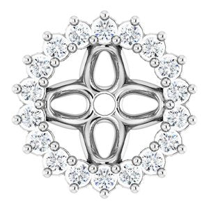 14K White Gold 5.5 Mm Pair Polished 1/8 Ctw Natural Diamond Earring Jackets