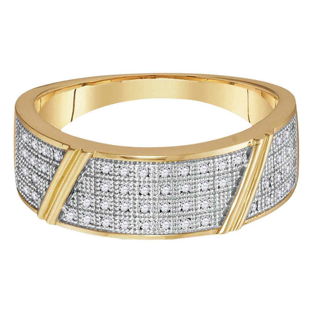 10K Yellow Gold His Hers Round Diamond Cluster Matching Wedding Set 1/3 Cttw, Womens Size: 5-10, Mens Size: 7-13