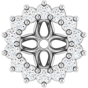 14K White Gold 4 Mm Pair Polished 1/10 Ctw Natural Diamond Earring Jackets