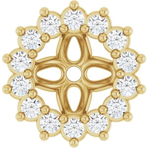 14K Yellow Gold 4 Mm Pair Polished 1/10 Ctw Natural Diamond Earring Jackets