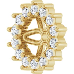 14K Yellow Gold 4 Mm Pair Polished 1/10 Ctw Natural Diamond Earring Jackets