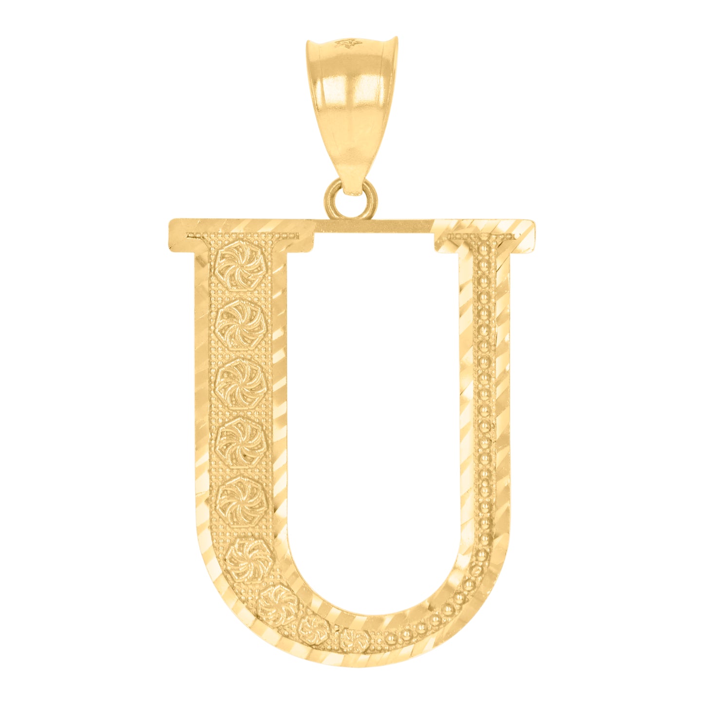 10K Yellow Gold Unisex Initial Alphabet Charm Pendant