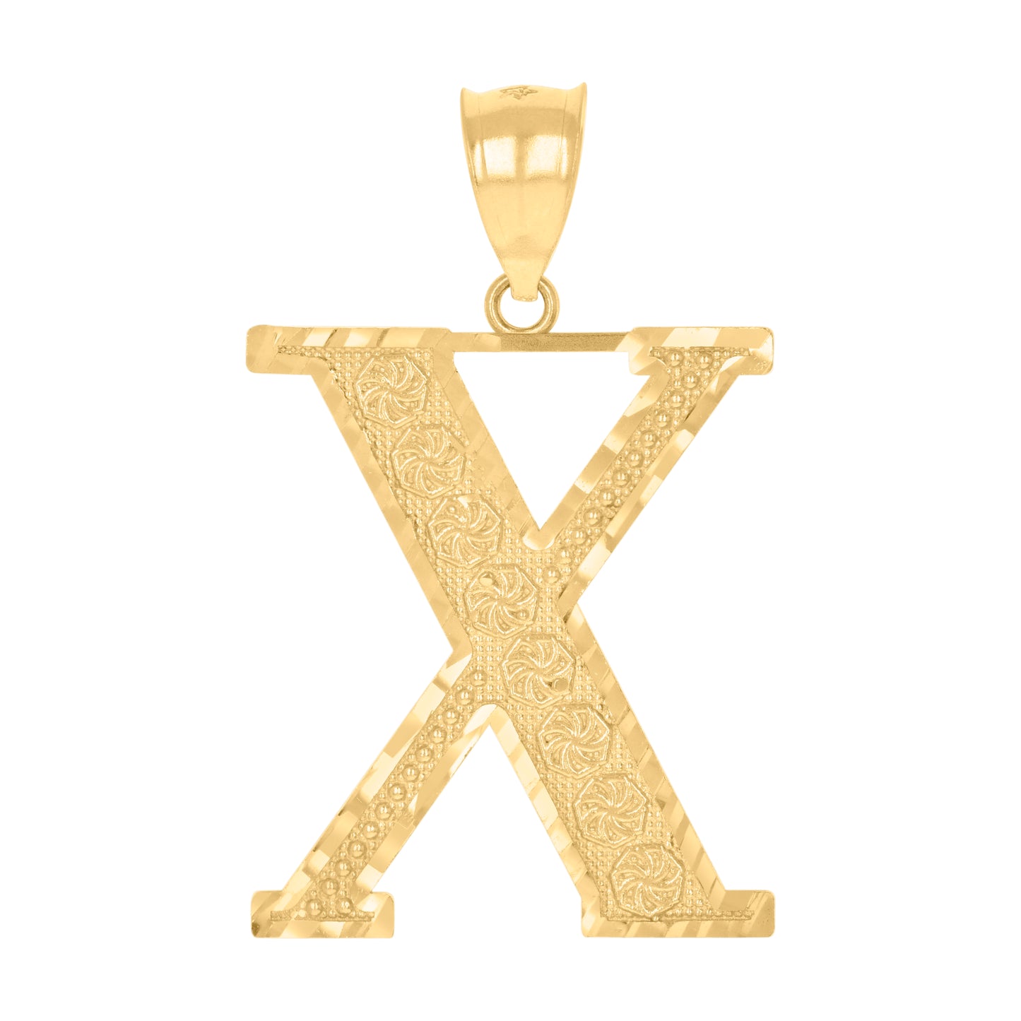 10K Yellow Gold Unisex Initial Alphabet Charm Pendant