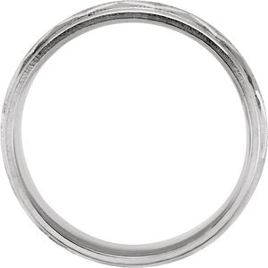 14K White Gold 7 Mm Polished Design Band Size 15