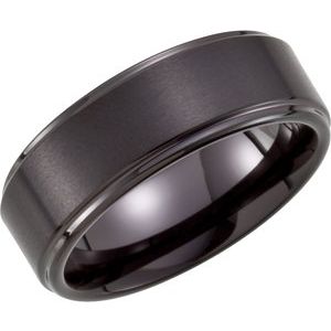 Black PVD Tungsten 8 mm Stepped-Edge Comfort-Fit Band