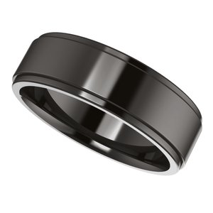 Zirconium Stepped-Edge Comfort-Fit Flat Band