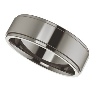 Titanium Stepped-Edge Comfort-Fit Flat Band