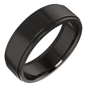Zirconium Stepped-Edge Comfort-Fit Flat Band