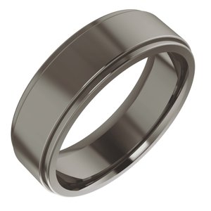 Titanium Stepped-Edge Comfort-Fit Flat Band