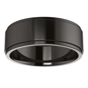 Zirconium Stepped-Edge Comfort-Fit Flat Band