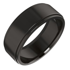 Zirconium Stepped-Edge Comfort-Fit Flat Band