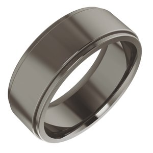 Titanium Stepped-Edge Comfort-Fit Flat Band