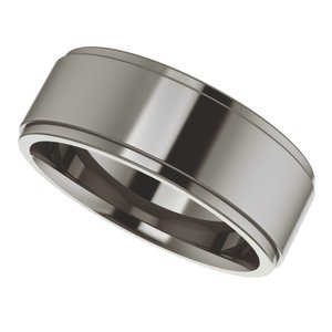 Titanium Stepped-Edge Comfort-Fit Flat Band