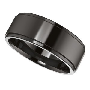Zirconium Stepped-Edge Comfort-Fit Flat Band