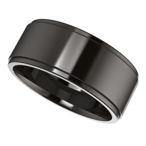Zirconium Stepped-Edge Comfort-Fit Flat Band