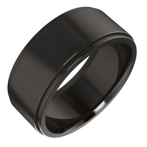 Zirconium Stepped-Edge Comfort-Fit Flat Band