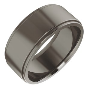 Titanium Stepped-Edge Comfort-Fit Flat Band