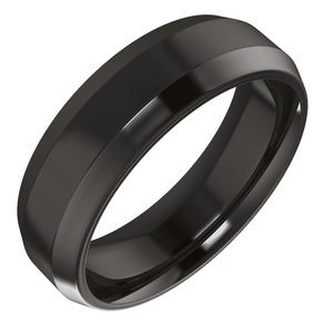 Zirconium Beveled-Edge Comfort-Fit Flat Band