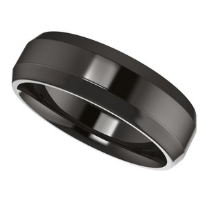 Zirconium Beveled-Edge Comfort-Fit Flat Band