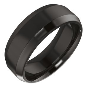 Zirconium Beveled-Edge Comfort-Fit Flat Band