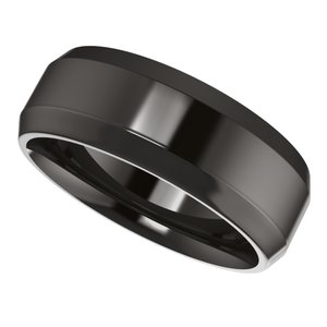 Zirconium Beveled-Edge Comfort-Fit Flat Band