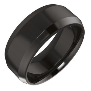 Zirconium Beveled-Edge Comfort-Fit Flat Band