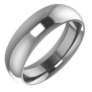 Cobalt Or Titanium Or Zirconium 6 Mm Half Round Comfort-fit Band