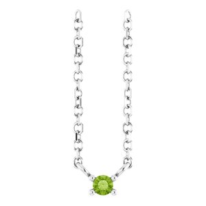 14K White Gold 1-Stone Natural Peridot Round 2 Mm 16 In Polished Natural Peridot Family Bar Necklace