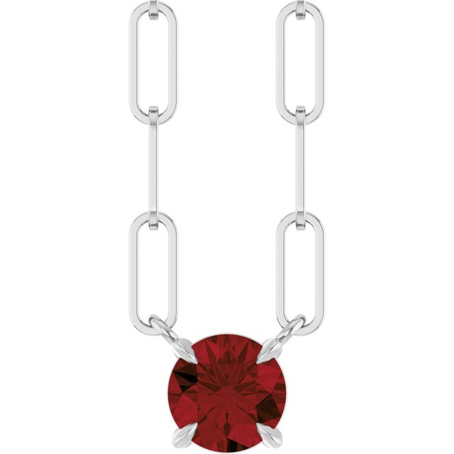 14K Yellow Or White Gold Round 5 Mm 18 In Polished Natural Gemstone Claw-Prong Necklace