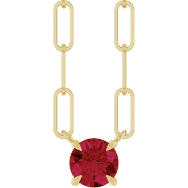 14K Yellow Or White Gold Round 5 Mm 18 In Polished Natural Gemstone Claw-Prong Necklace