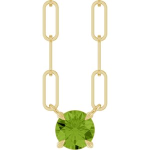 14K Yellow Gold Round 5 Mm  Natural Peridot Claw-Prong Necklace, Length: 18 In