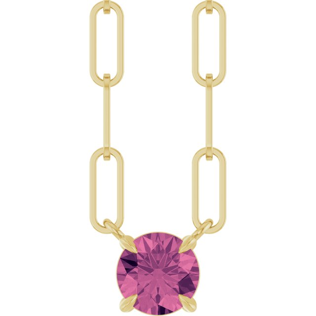 14K Yellow Or White Gold Round 5 Mm 18 In Polished Natural Gemstone Claw-Prong Necklace