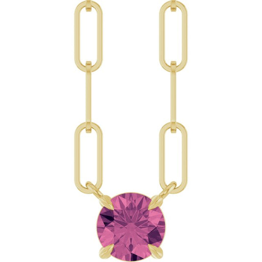 14K Yellow Or White Gold Round 5 Mm 18 In Polished Natural Gemstone Claw-Prong Necklace