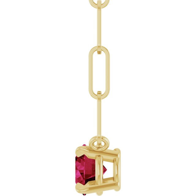 14K Yellow Or White Gold Round 5 Mm 18 In Polished Natural Gemstone Claw-Prong Necklace