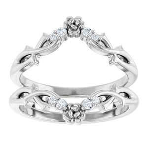14K White Gold Natural Diamond Round Natural Diamond Polished .08 Ctw Natural Diamond Ring Guard Size 7