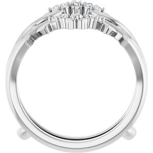 14K White Gold Natural Diamond Round Natural Diamond Polished .08 Ctw Natural Diamond Ring Guard Size 7