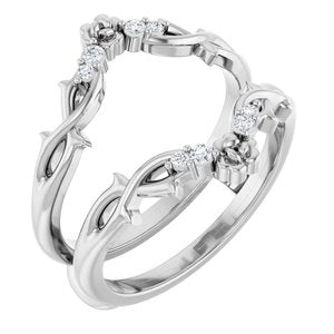 14K White Gold Natural Diamond Round Natural Diamond Polished .08 Ctw Natural Diamond Ring Guard Size 7