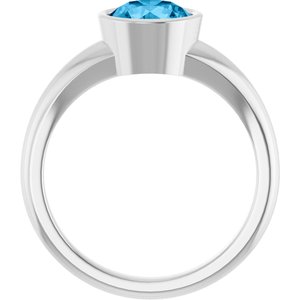 Sterling Silver Natural Swiss Blue Topaz Round 7 Mm Polished Natural Swiss Blue Topaz Ring Size 7